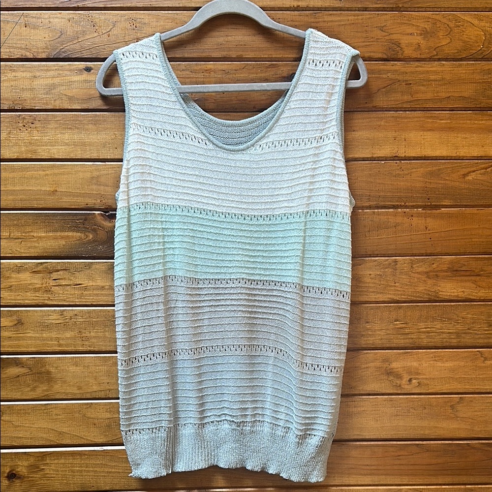 White, Light Green, Light Gray, and Light Blue Ribbed Sleeveless Tank Top
